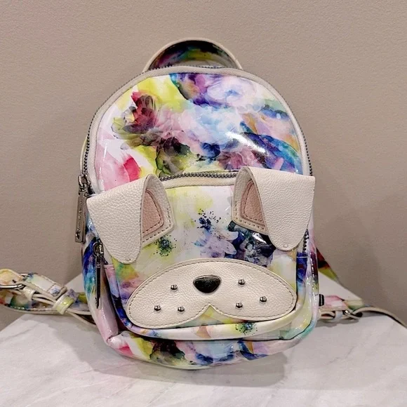 🔥Betsy Johnson Colorful Dog Face Mini Backpack Like New🔥 - Picture 1 of 4